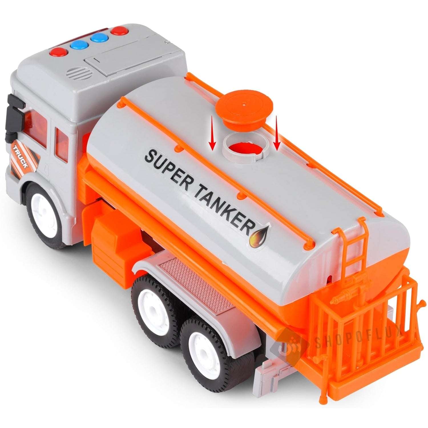 SHOPOFLUX Construction Tanker Truck Toy with Light & Sound, Friction Powered Push and Go Truck Toys for Kids, Boys and Girls Aged 3+ Year Tanker