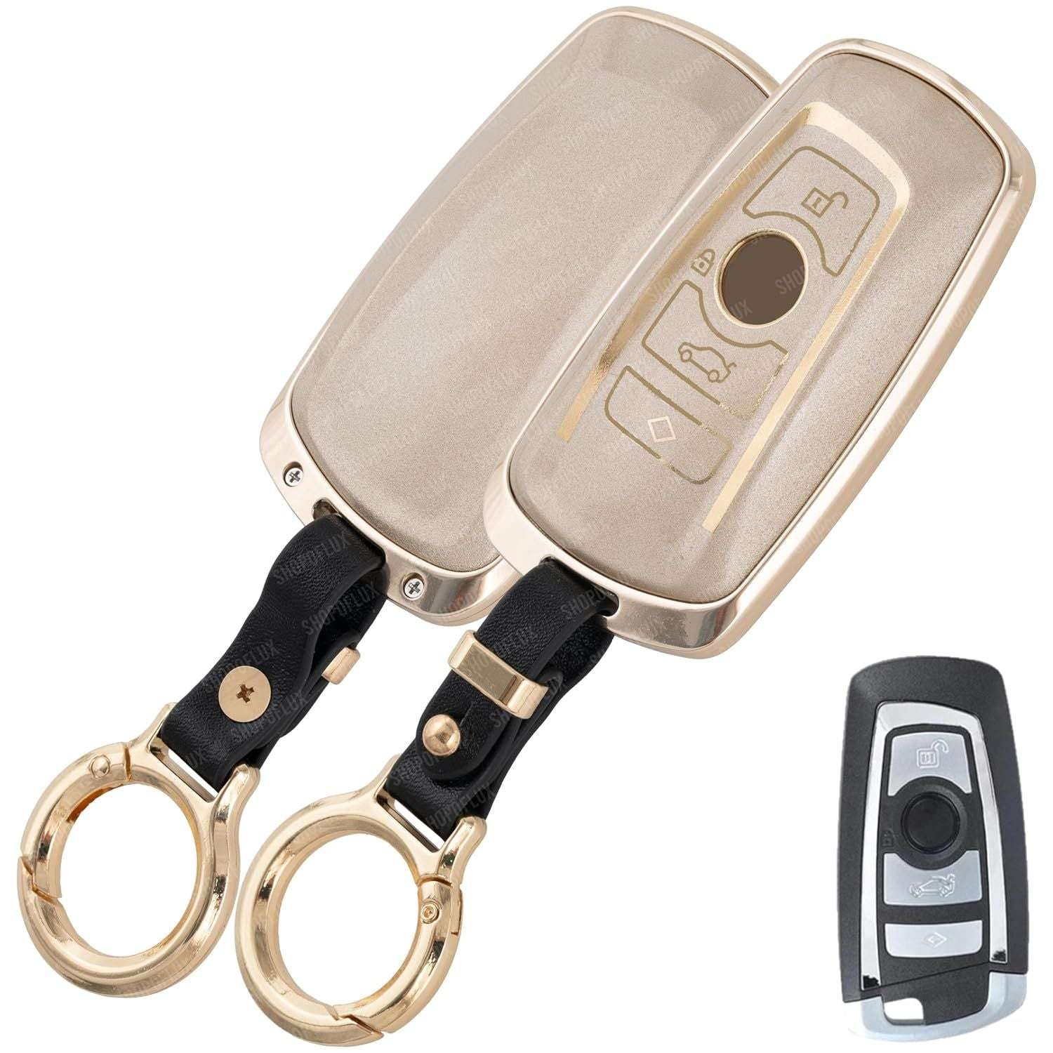 SHOPOFLUX Metal TPU Key Cover Compatible for BMW X4, X3, 5 Series, 6 Series, 3 Series, 7 Series 4 Button Smart Key