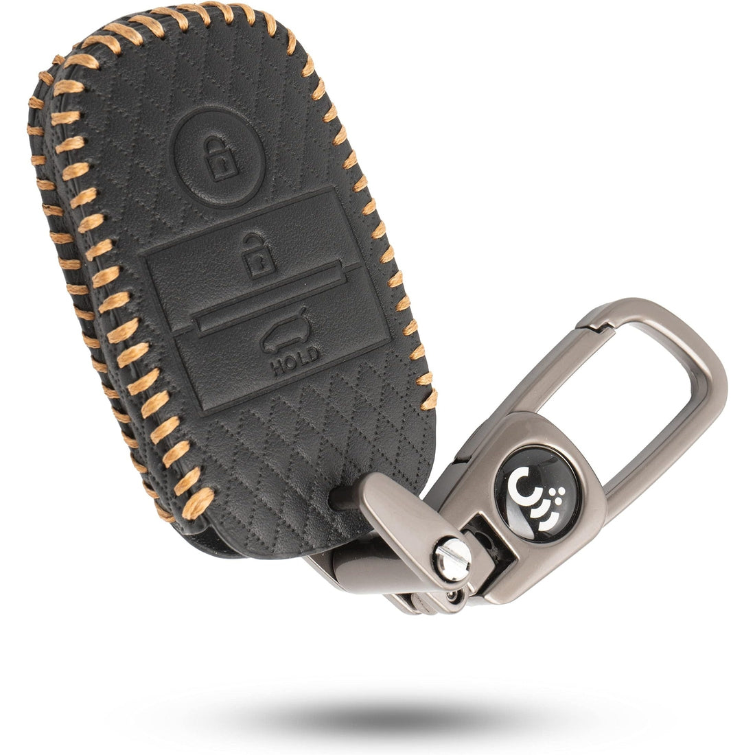 SHOPOFLUX Leather Key Cover Compatible with Kia Sonet | Carens | Seltos 3 Button Smart Key Only Black