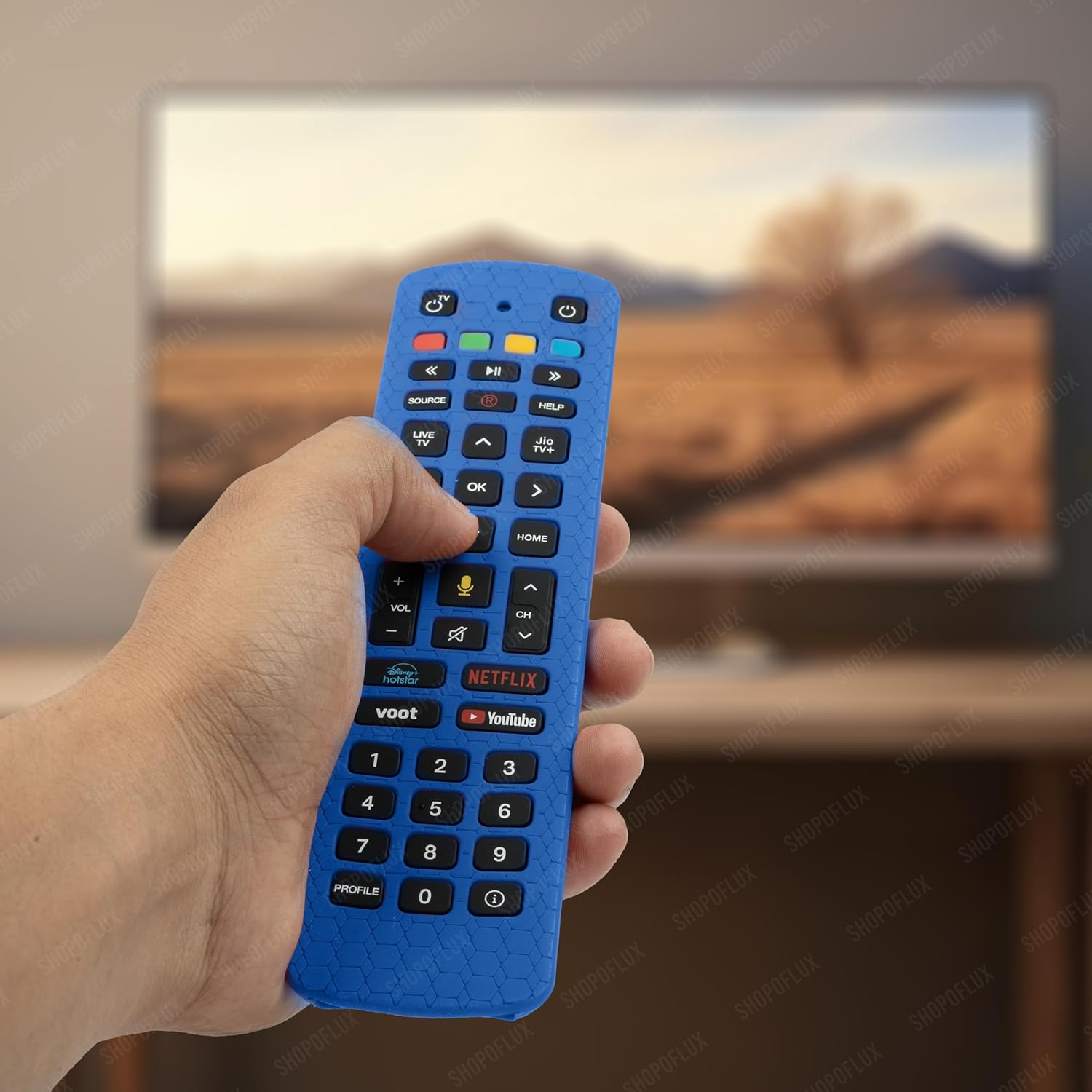 SHOPOFLUX Silicone Remote Cover Compatible with Jio TV Remote Anti Slip Case Shockproof Cover (Blue) Shopoflux