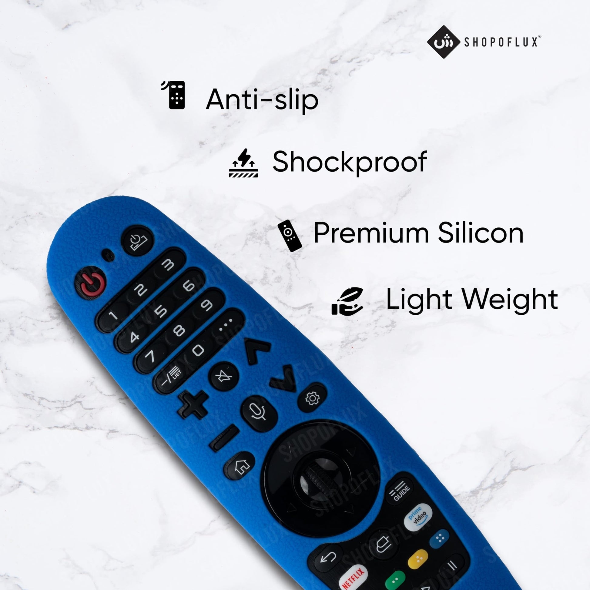 Shopoflux Silicone Full Wrap Case Compatible with LG AN-MR19BA AN-MR600 Magic Remote with Lanyard [Remote Not Included] (Blue) Shopoflux