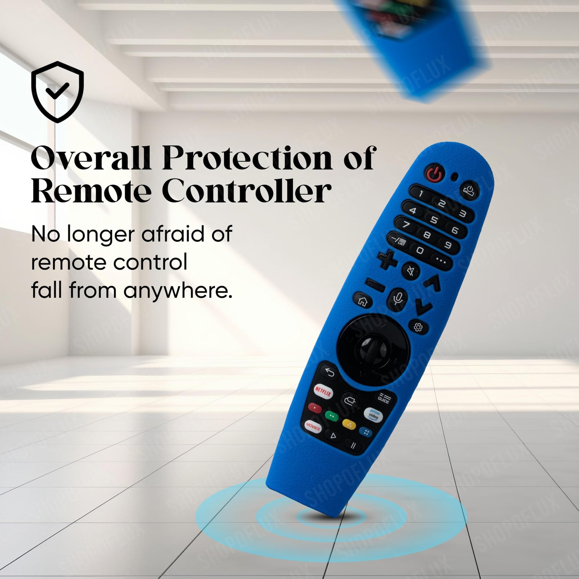 Shopoflux Silicone Full Wrap Case Compatible with LG AN-MR19BA AN-MR600 Magic Remote with Lanyard [Remote Not Included] (Blue) Shopoflux
