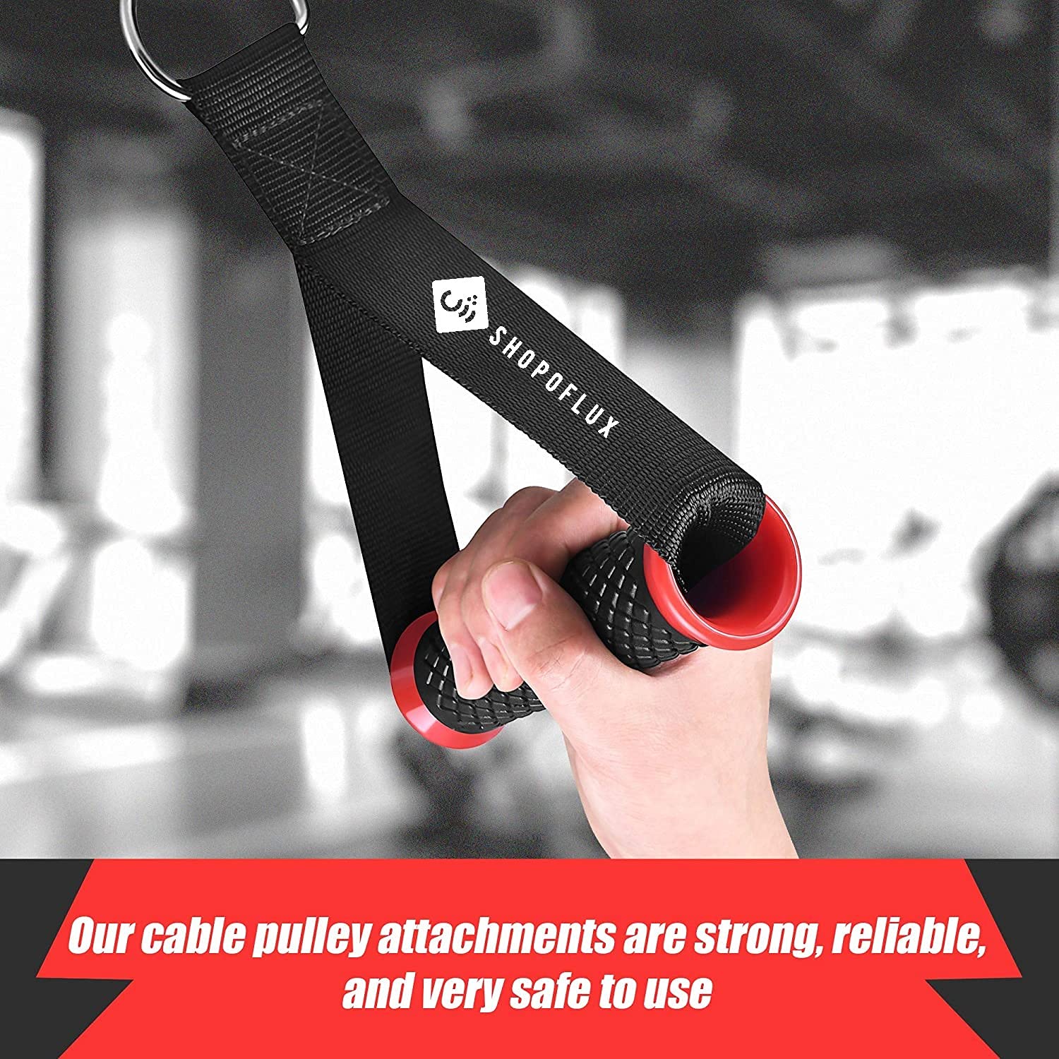 Shopoflux® Heavy Duty Handles with Solid ABS Cores and Welded D-Rings for Gym Machine, Resistance Band, Cable Machines 1 Pair Red