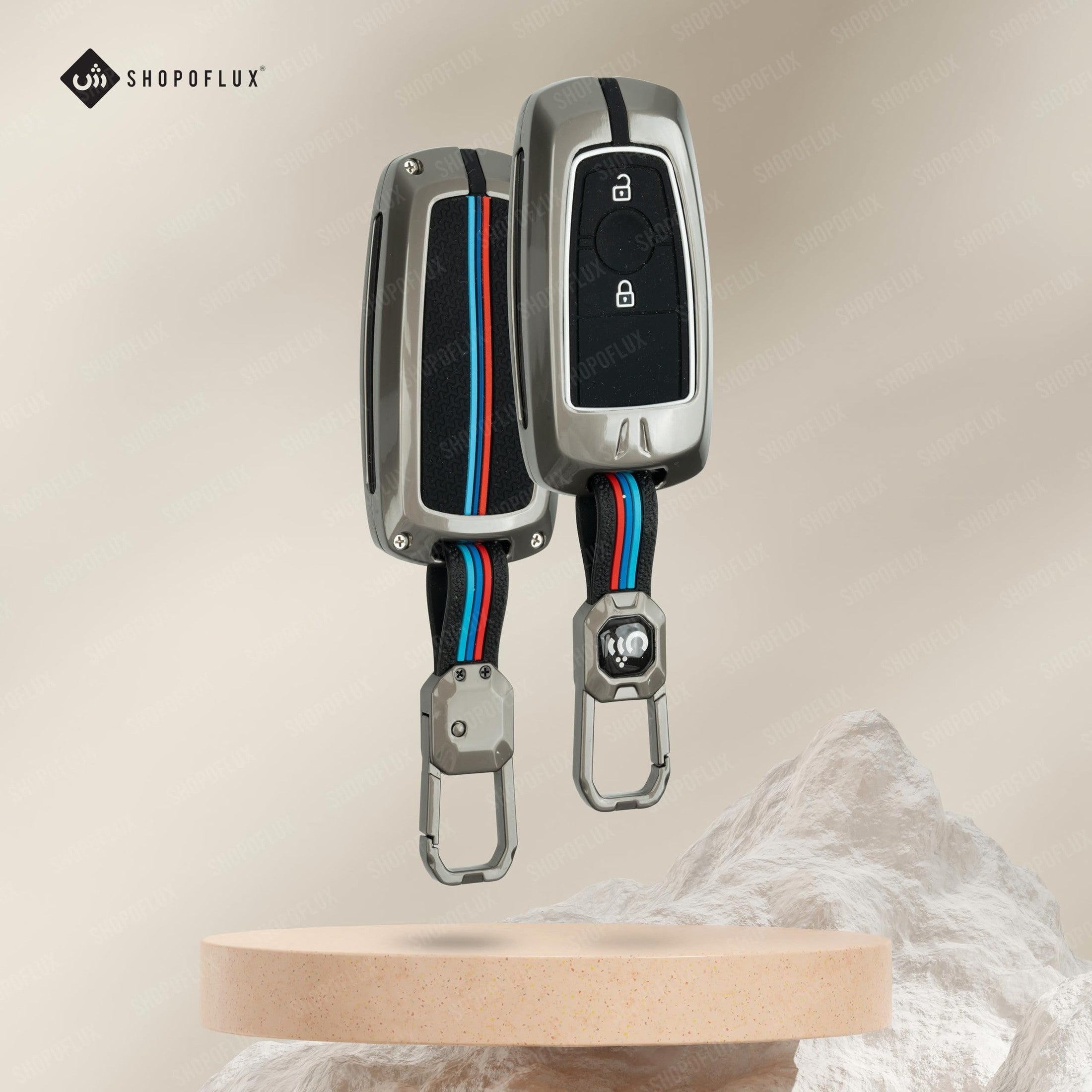 SHOPOFLUX Metal Key Cover Compatible for New Ford Ecosport Titanium