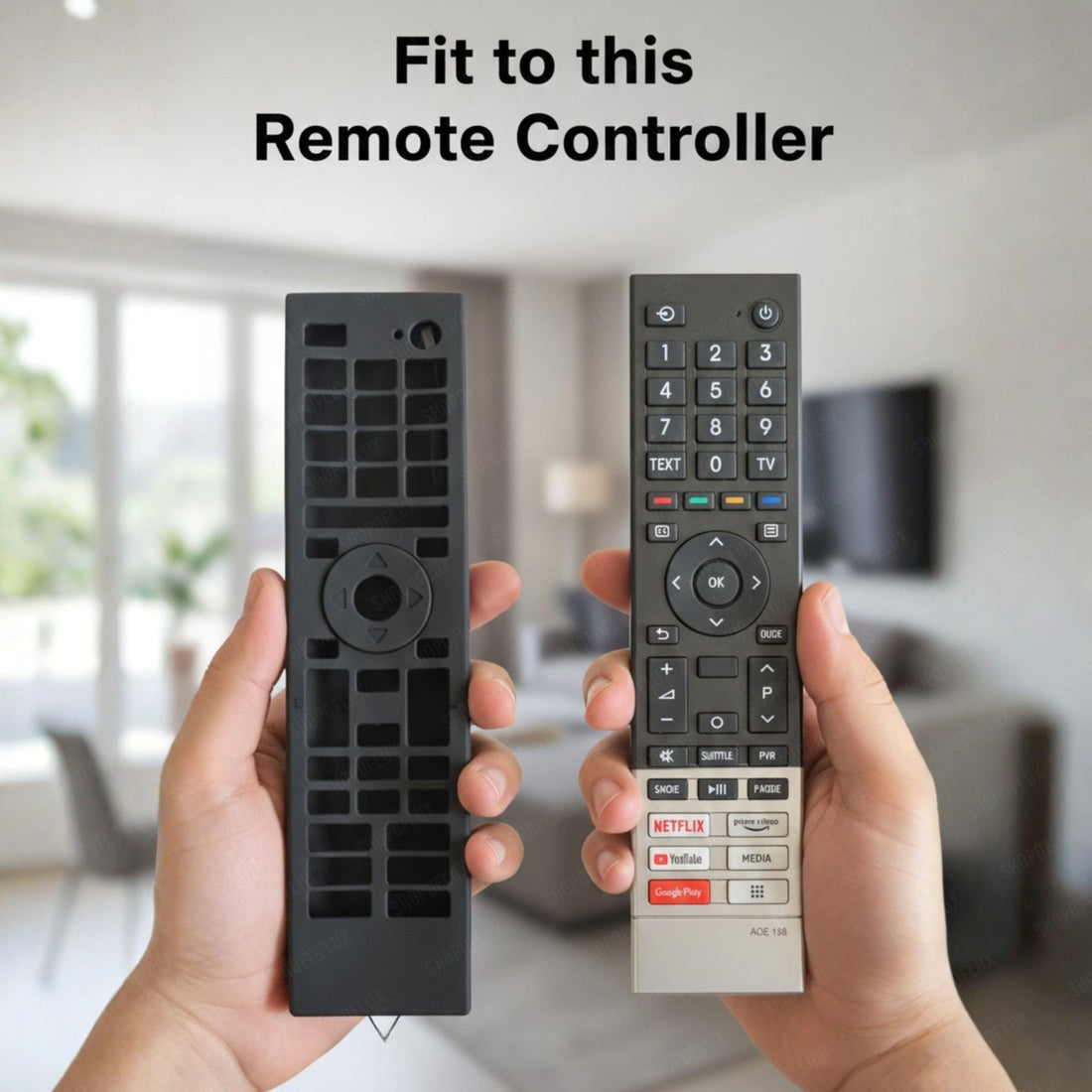 SHOPOFLUX Silicone TV Remote Cover Compatible with Toshiba Smart TV Protective Case with Lanyard (Black) Shopoflux