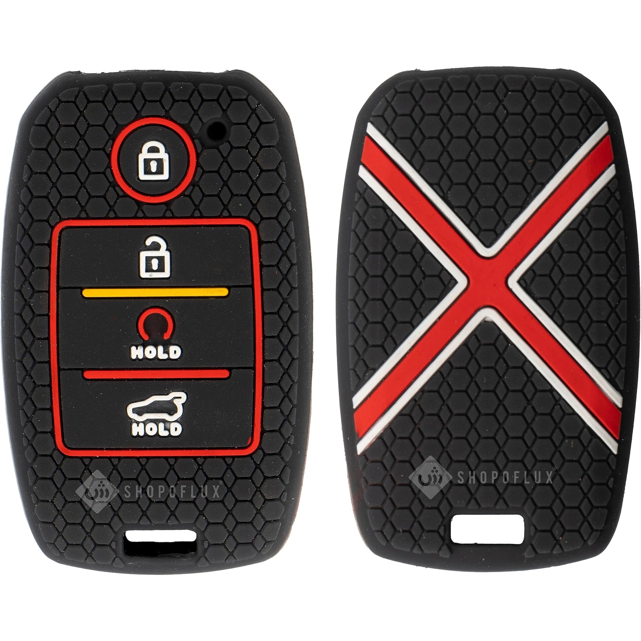 SHOPOFLUX Silicone Key Cover Compatible with Kia Seltos | Sonet | Carens 4 Button Smart Key - Black (Pack of 1)