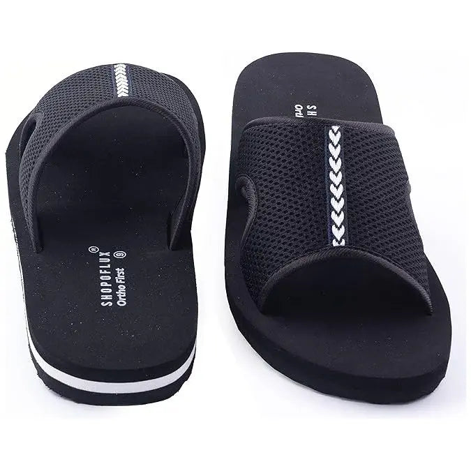 SHOPOFLUX Ortho First Slider Slippers for Men | Orthopaedic Doctor Chappal Flip-Flop Footwear and House Slippers for Gent's and Boy's Black & Blue