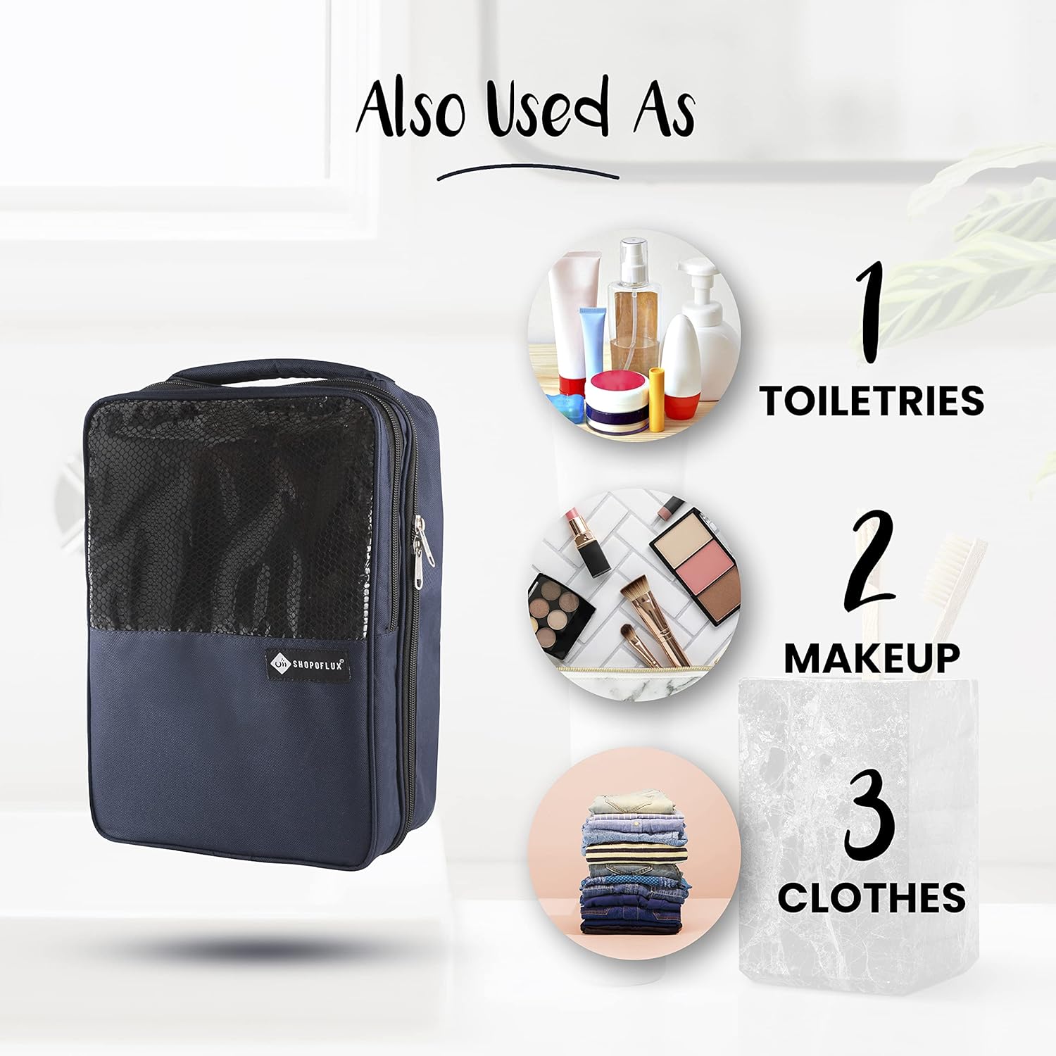 Shopoflux® Shoes Bag for Travel | Footwear Organizer Pouch | Multi-Purpose Portable Foldable Organizer | Travelling Shoe Holder Storage Bag Pack of 2 Blue and Grey