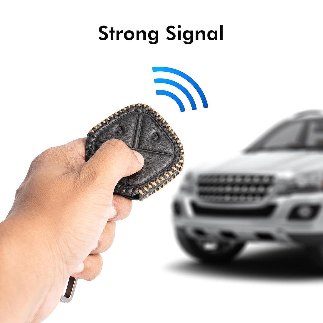 SHOPOFLUX Leather Key Cover Compatible with MG Comet EV Electric 3 Button Smart Key