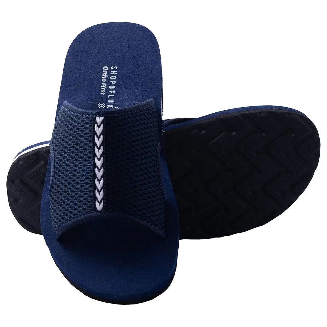 SHOPOFLUX Ortho First Slider Slippers for Men | Orthopaedic Doctor Chappal Flip-Flop Footwear and House Slippers for Gent's and Boy's Black & Blue