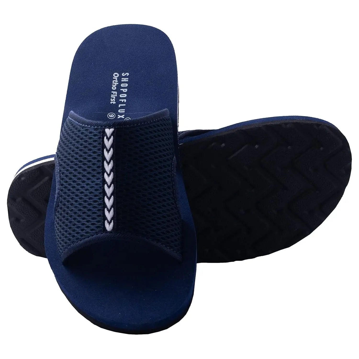 SHOPOFLUX Ortho First Slider Slippers for Men | Orthopaedic Doctor Chappal Flip-Flop Footwear and House Slippers for Gent's and Boy's Black & Blue
