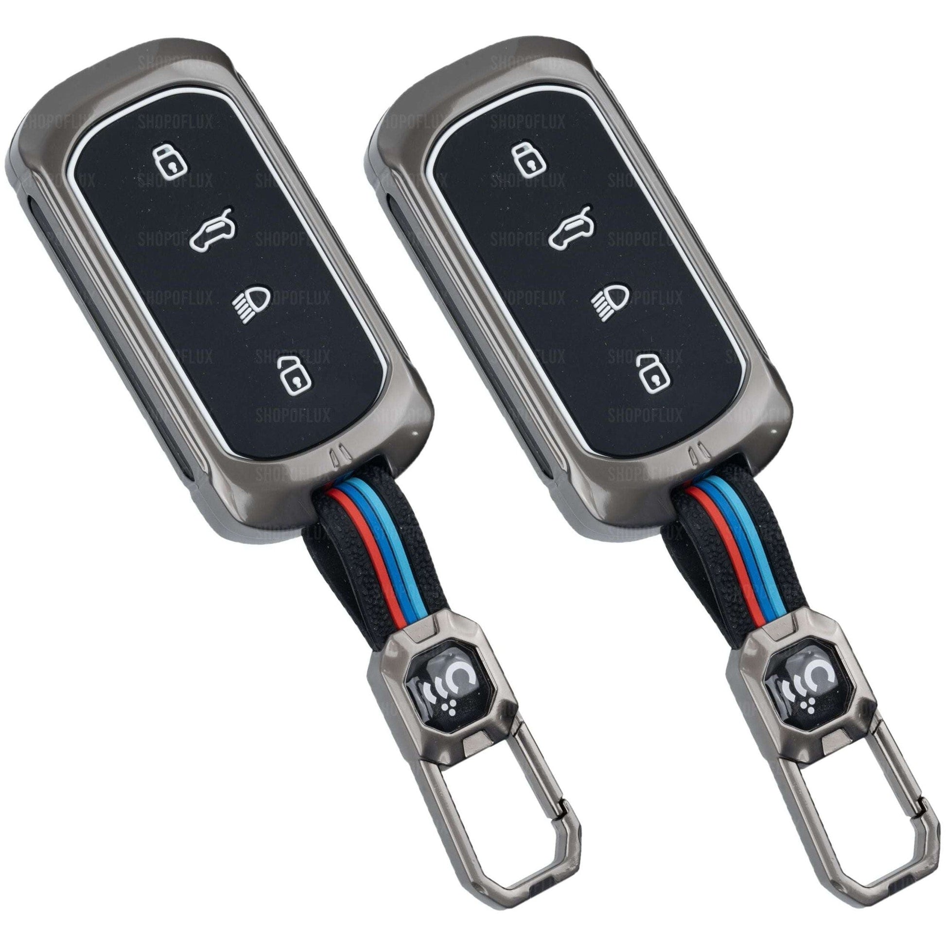 SHOPOFLUX Metal Key Cover Compatible for Tata Curvv | Curvv EV Electric 4 Button Smart Key Only Black