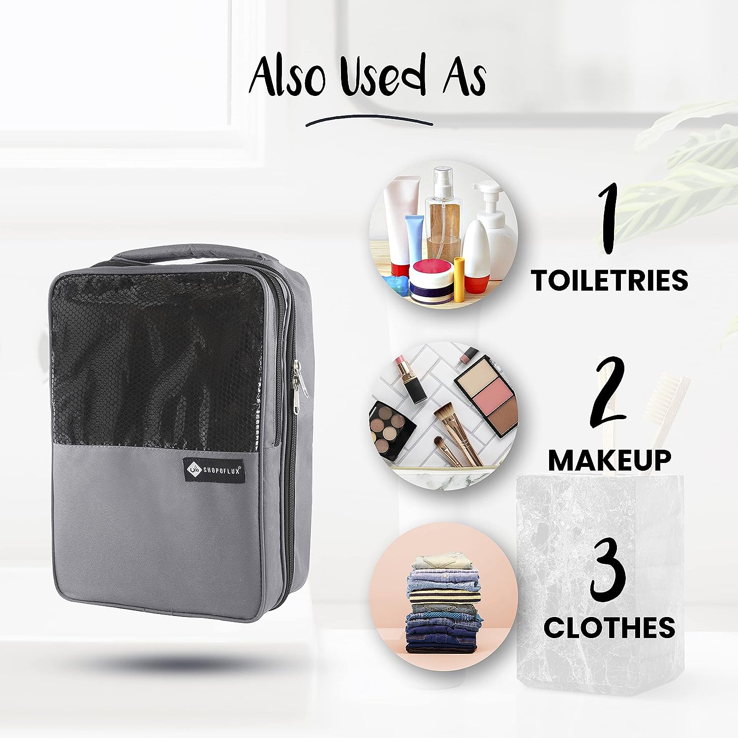 Shopoflux® Shoes Bag for Travel | Footwear Organizer Pouch | Multi-Purpose Portable Foldable Organizer | Travelling Shoe Holder Storage Bag Pack of 2 Blue and Grey