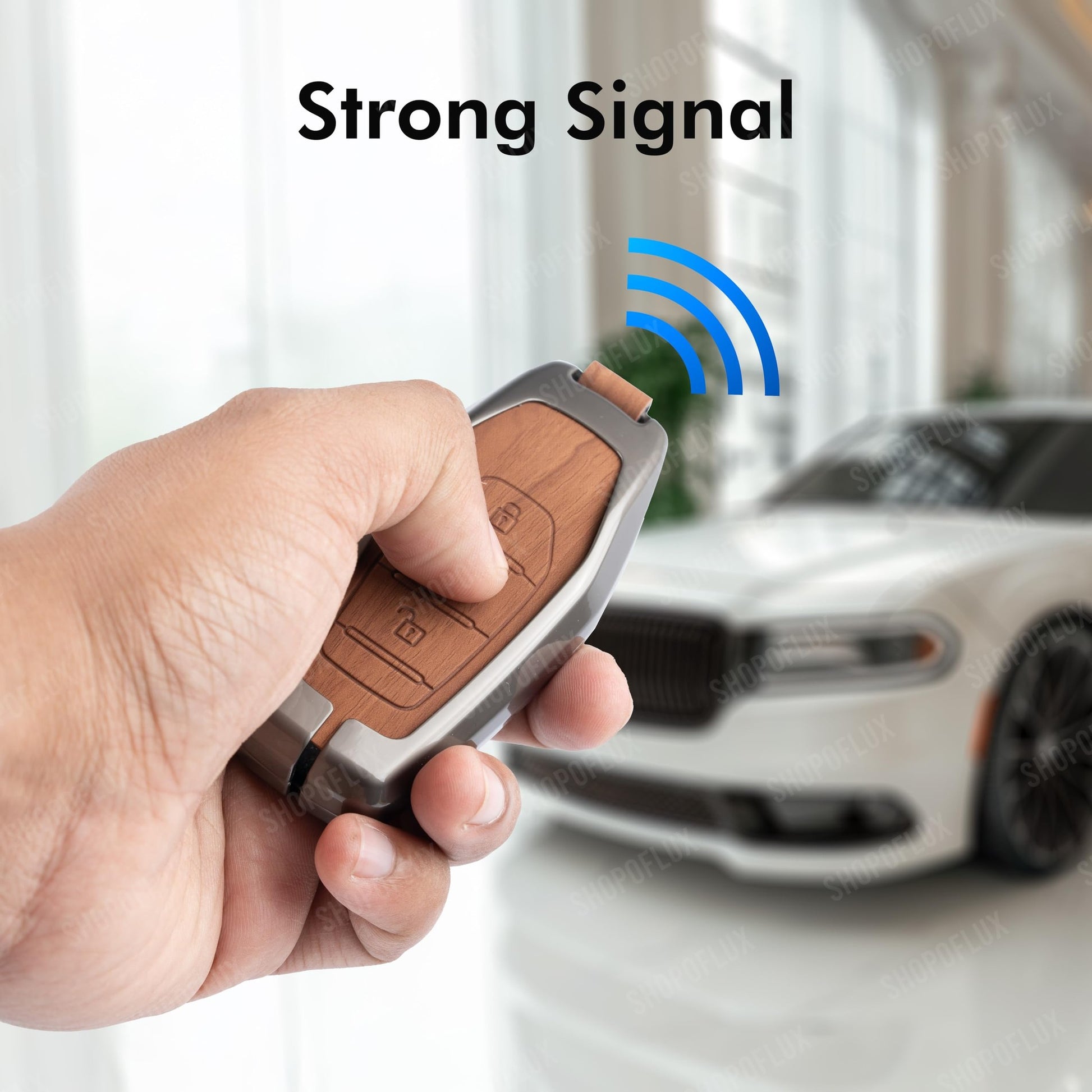 SHOPOFLUX Metal Key Cover Compatible with Mahindra XUV 500 Smart Key | Accessories (Black Brown Leather) Shopoflux
