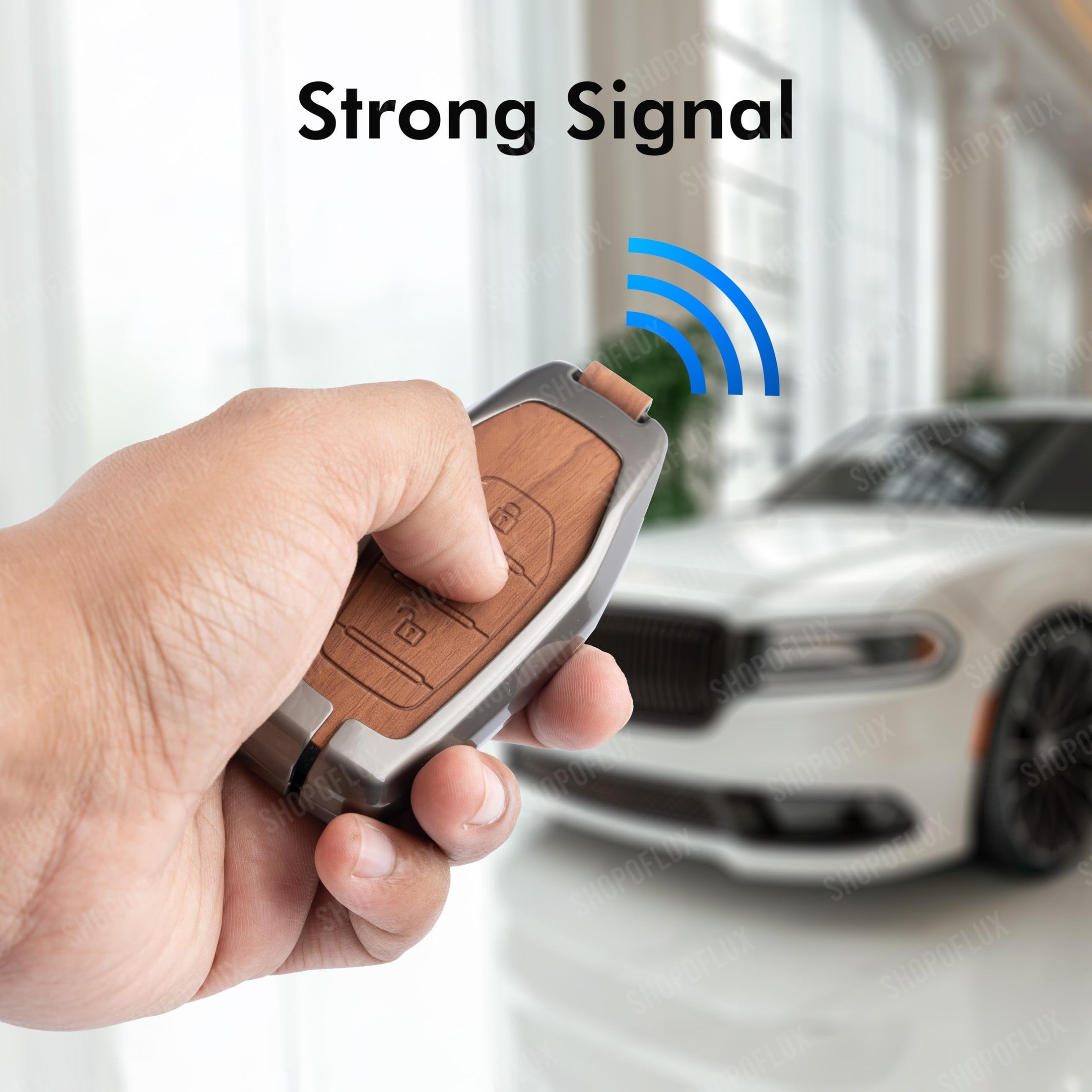 SHOPOFLUX Metal Key Cover Compatible with Mahindra XUV 500 Smart Key | Accessories (Black Brown Leather) Shopoflux