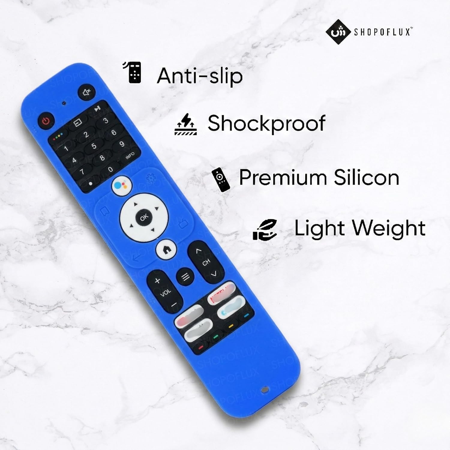 SHOPOFLUX Silicone TV Remote Cover Compatible with Haier TV Protective Case with Lanyard (Blue) Shopoflux