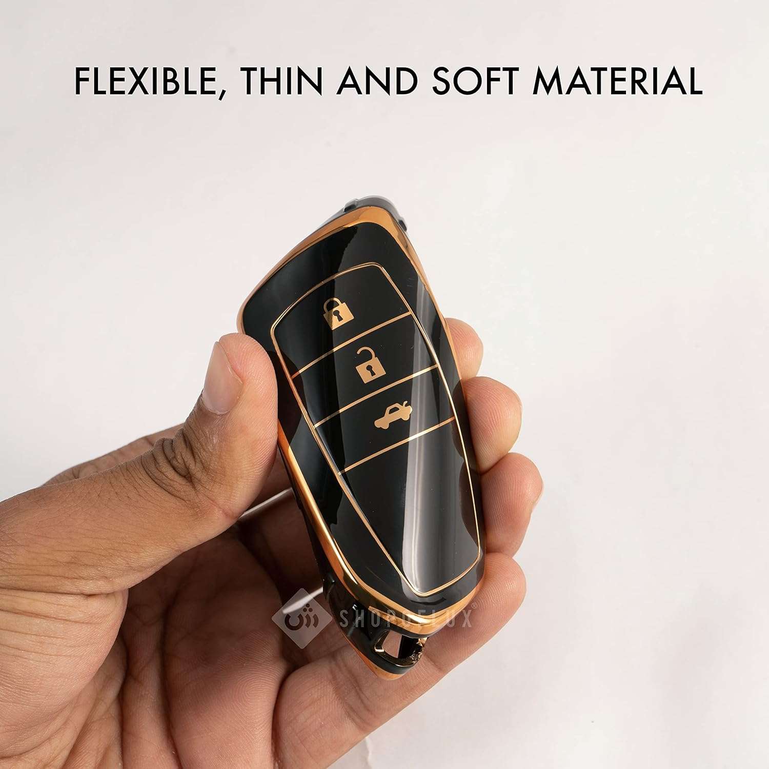 Shopoflux® TPU Key Cover Compatible with Toyota Fortuner | Fortuner Legender 3 Button Smart Key Black