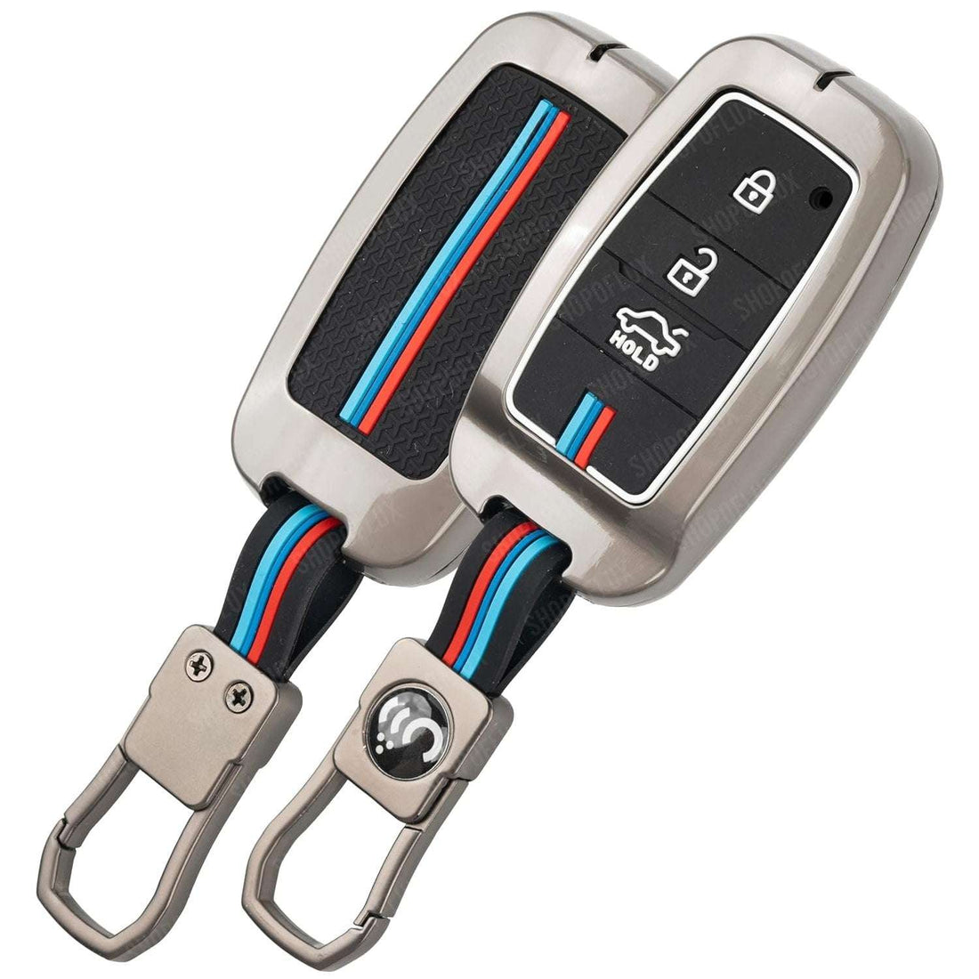 SHOPOFLUX Metal Key Cover Compatible with Kia Sonet | Carens | Seltos 3 Button Smart Key Only Black