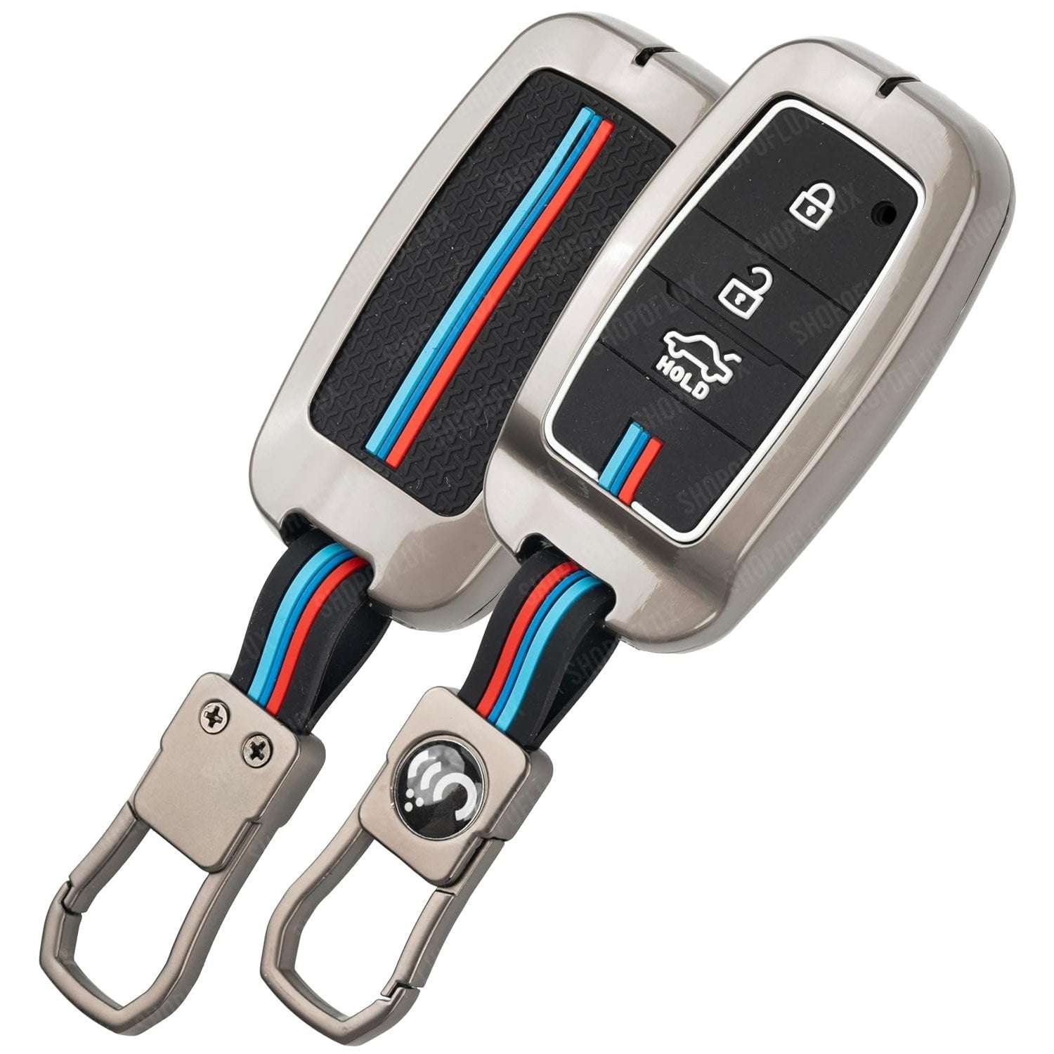 SHOPOFLUX Metal Key Cover Compatible with Kia Sonet | Carens | Seltos 3 Button Smart Key Only Black