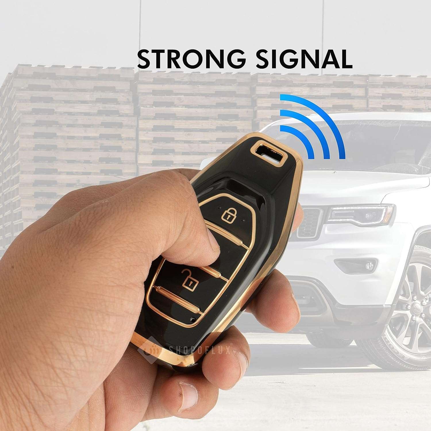 SHOPOFLUX TPU Key Cover Compatible with Mahindra XUV 500 Smart Key | Accessories Push Button Start Models Pack of 2 Black Tup Pack 2