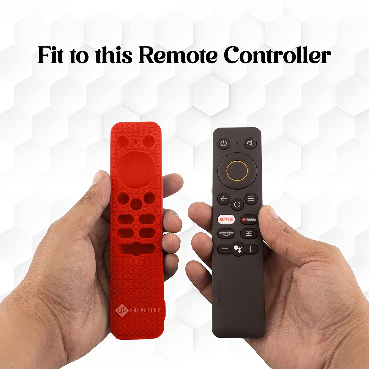 SHOPOFLUX Silicone Remote Cover Compatible with REALME Smart LED TV Anti Slip Remote Case Shockproof Cover (Red) Shopoflux