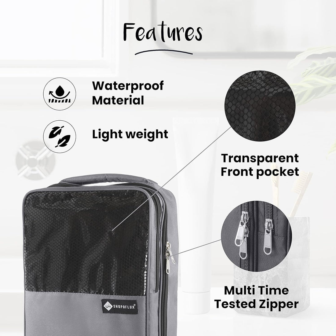 Shopoflux® Shoes Bag for Travel | Footwear Organizer Pouch | Multi-Purpose Portable Foldable Organizer | Travelling Shoe Holder Storage Bag Pack of 2 Blue and Grey