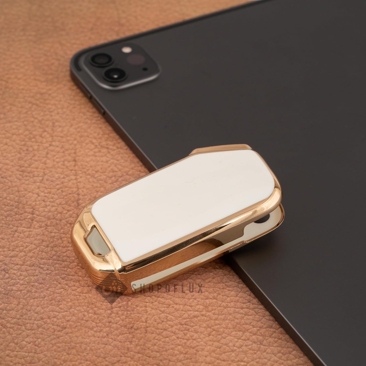 SHOPOFLUX TPU Key Cover Compatible with Kia Seltos 2023 2024 HTE, Syros 3 Button Flip Key (White)