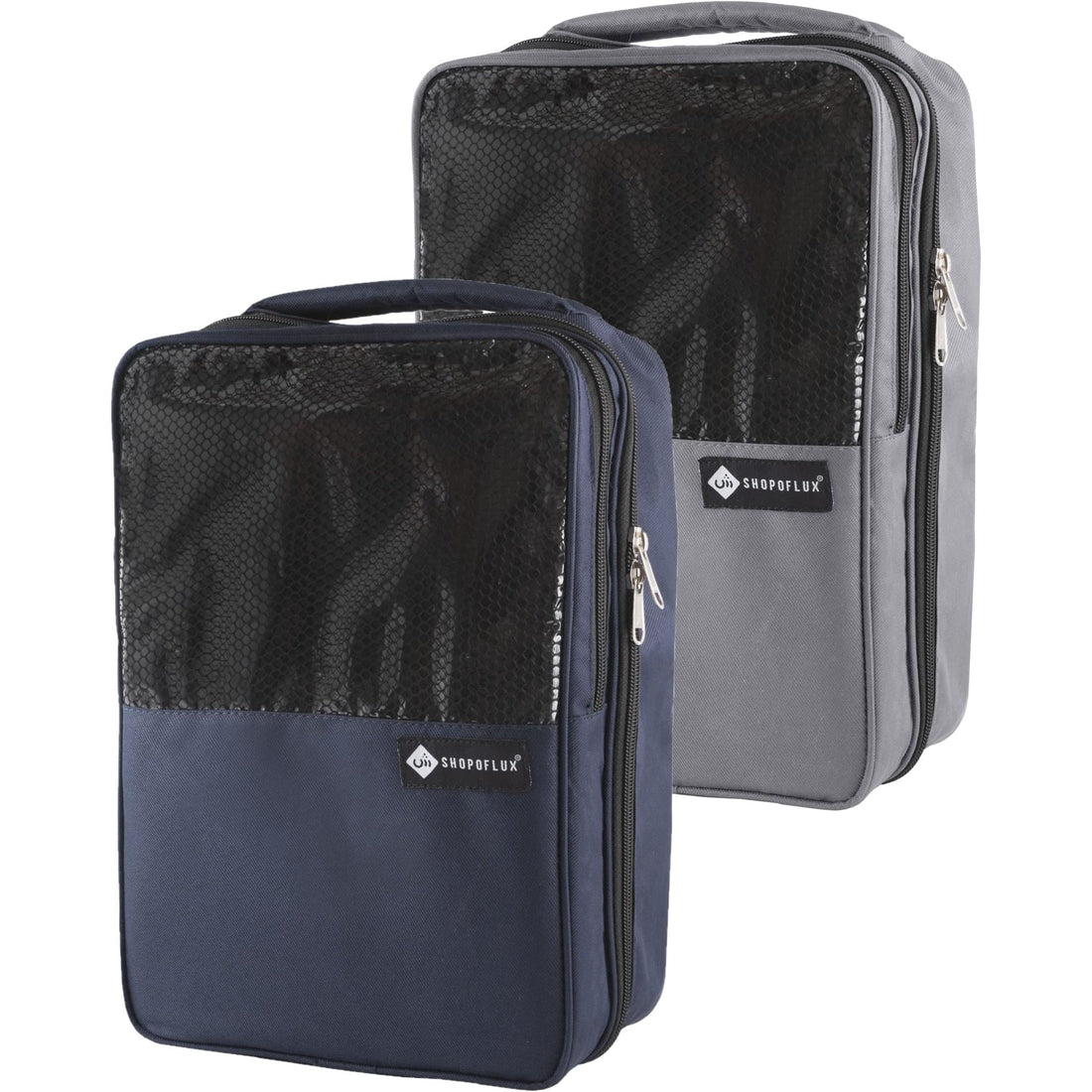 Shopoflux® Shoes Bag for Travel | Footwear Organizer Pouch | Multi-Purpose Portable Foldable Organizer | Travelling Shoe Holder Storage Bag Pack of 2 Blue and Grey