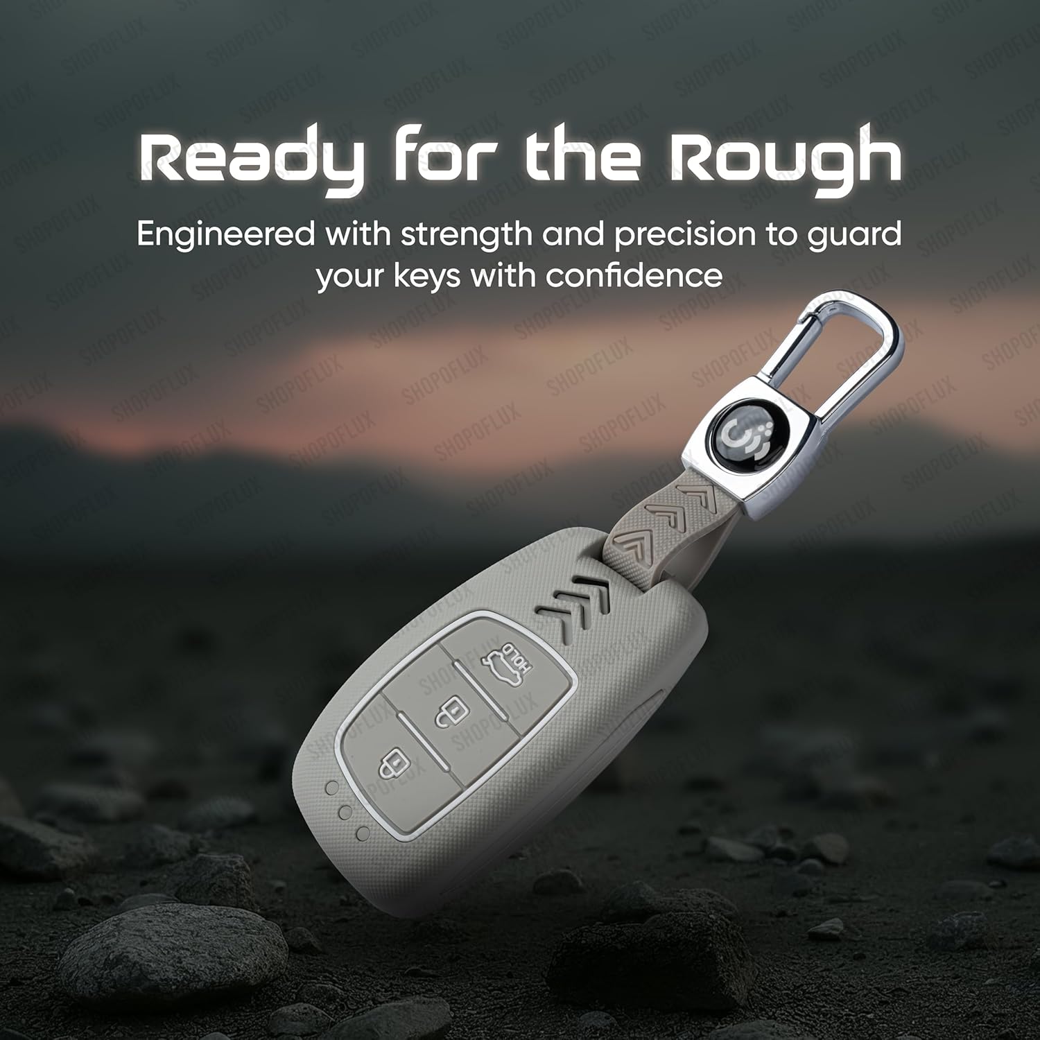 SHOPOFLUX Key Cover for Hyundai Grand i10 NIOS Asta | Venue | i20 | Aura | Exter | Creta | Elantra 3 Button Smart Key Only (ABS Light Grey) Shopoflux