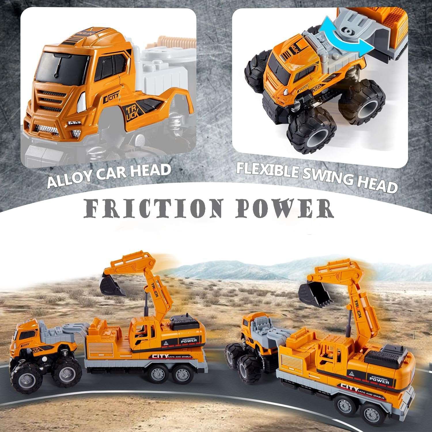 SHOPOFLUX Diecast Excavator Truck Toy | Durable Alloy Construction Bulldozer Toy | Friction-Powered 1:43 Scale Truck for Kids | Realistic Play and Collectible Model | Unbreakable ABS Design