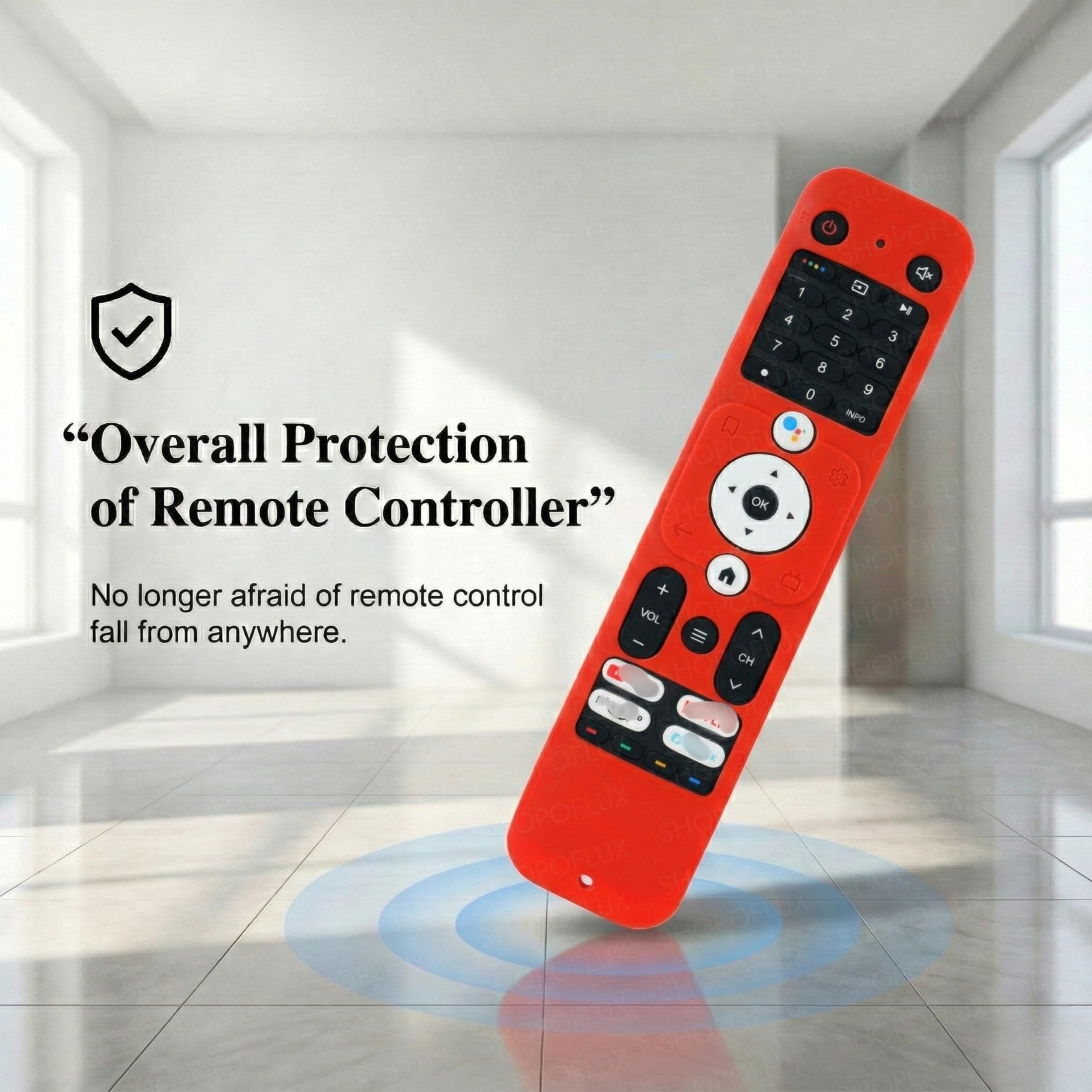 SHOPOFLUX Silicone TV Remote Cover Compatible with Haier TV Protective Case with Lanyard (Red) Shopoflux