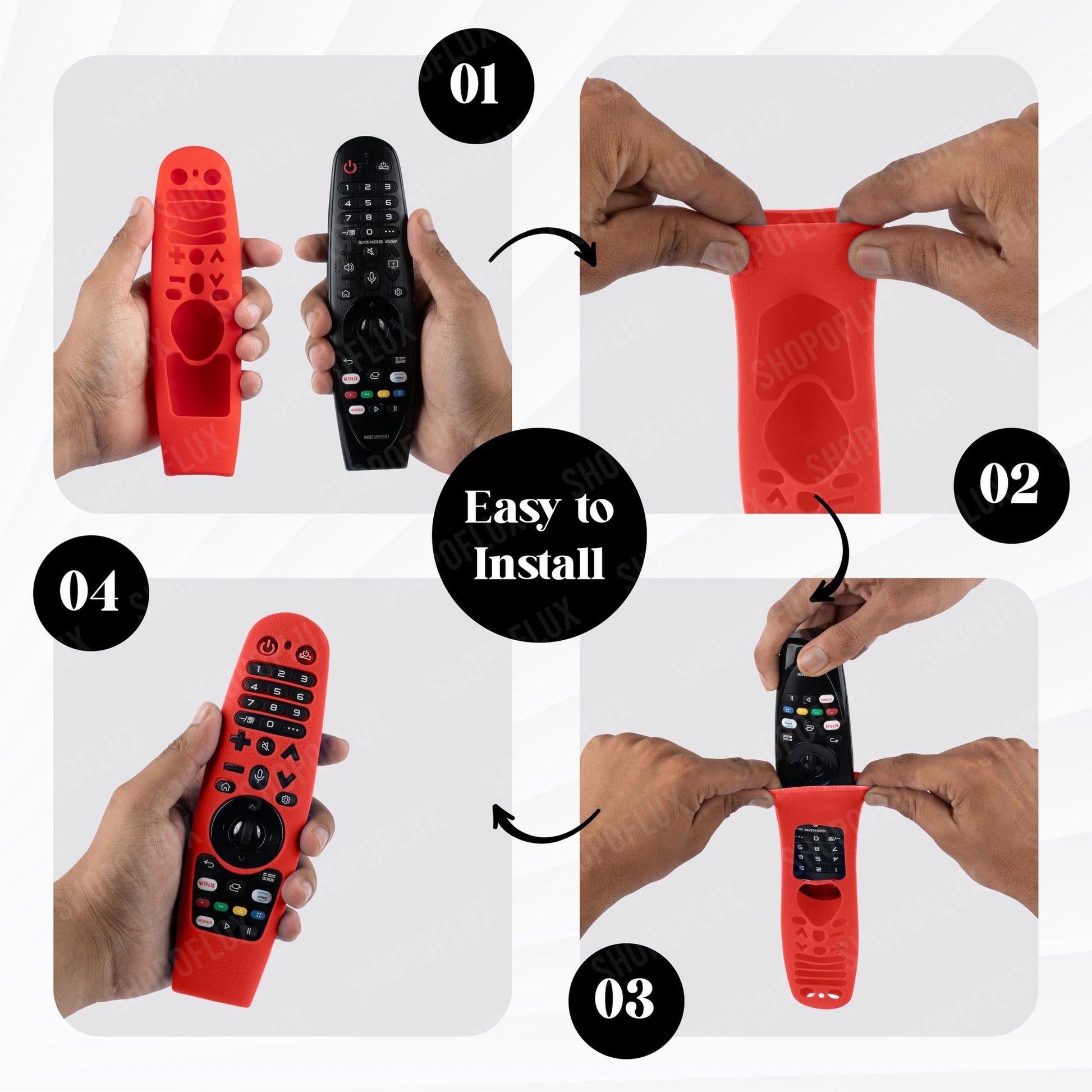 Shopoflux Silicone Full Wrap Case Compatible with LG AN-MR19BA AN-MR600 Magic Remote with Lanyard [Remote Not Included] (RED) Shopoflux