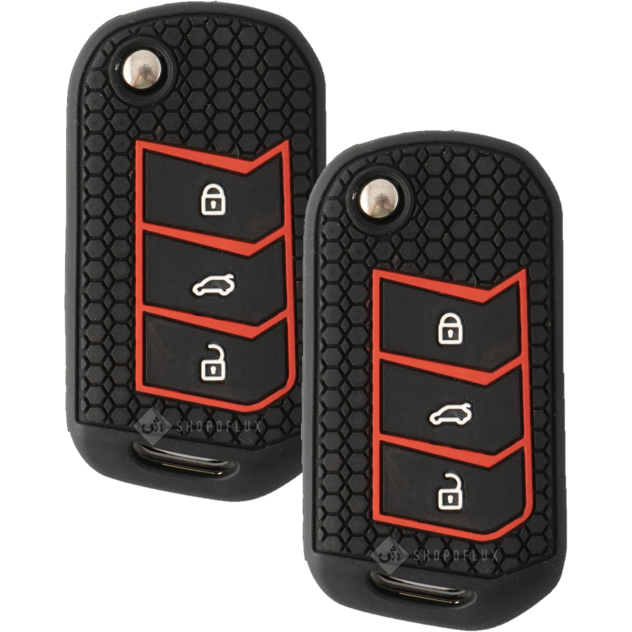 SHOPOFLUX Silicone Key Cover Compatible with Mahindra Scorpio N | 3XO | XUV 300 | Marazzo | XUV 700 | XUV 400 ev | Bolero | Thar Roxx 3 Button Flip Key (Pack of 2)