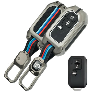 SHOPOFLUX Metal Key Cover Compatible for Suzuki Dzire | Ertiga 3-Button Smart Key