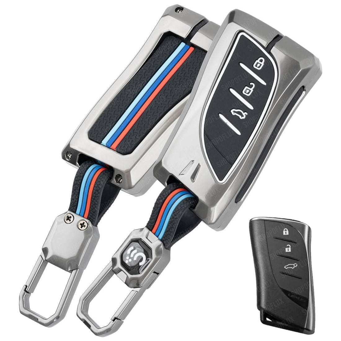 SHOPOFLUX Metal Key Cover Compitable with Lexus NX 350h,RX 350h,RX 500h,LX 500d 3 Button Smart Black Shopoflux
