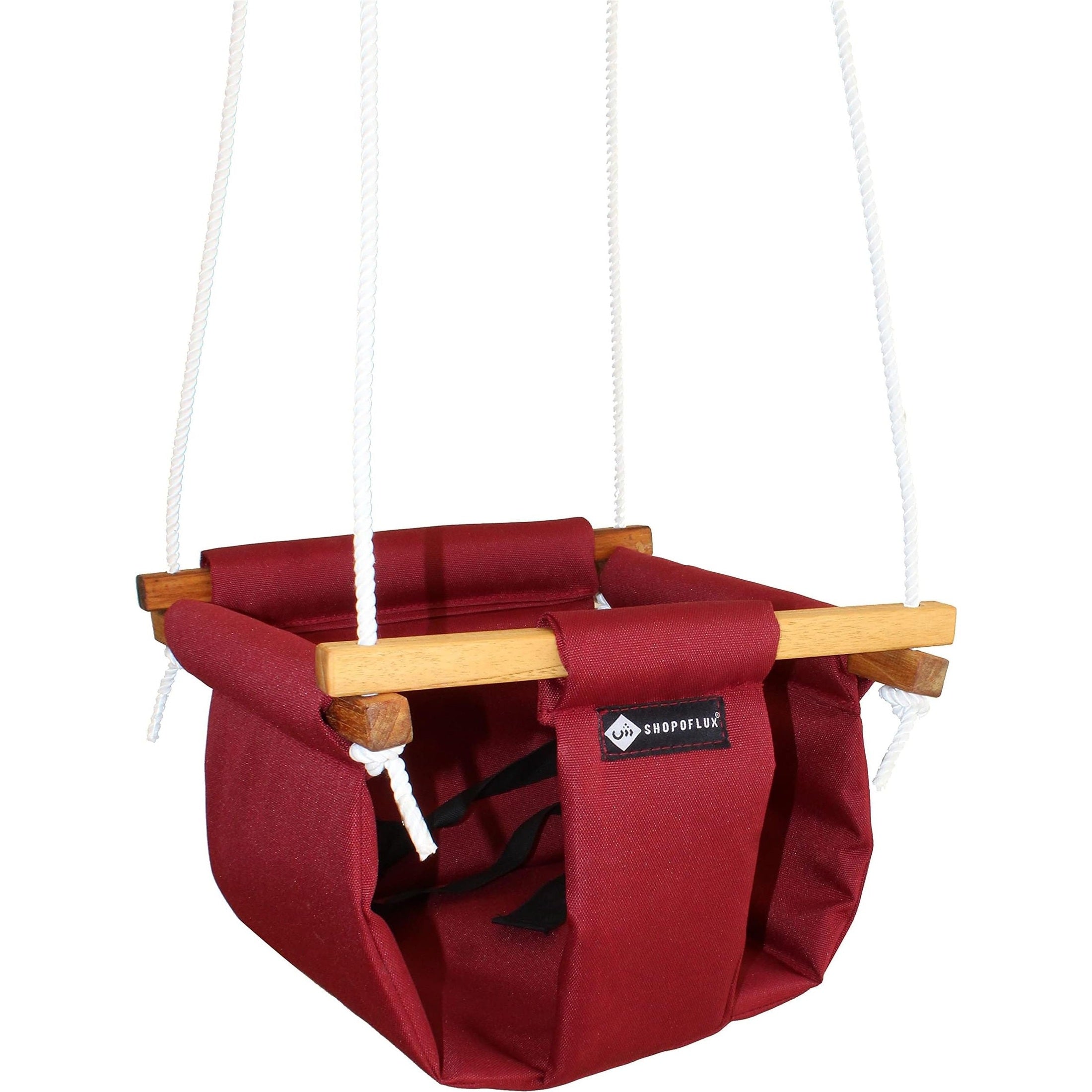 SHOPOFLUX Polyester Swing For Kids | Baby Swing Hanging Indoor Outdoor | Kids Swing | Jhula For Baby | Baby Garden Swing | Jhula For Kids | 6 Months To 3 Years Up To 25 Kg Maroon Depth 8.5 Inch