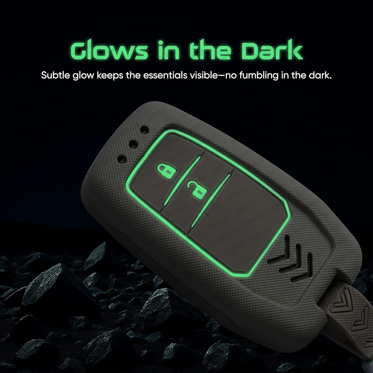 SHOPOFLUX Metal Key Cover Compatible with Toyota Innova Crysta, Hilux, Invicto 2 Button Smart Only (Light Grey ABS) Shopoflux