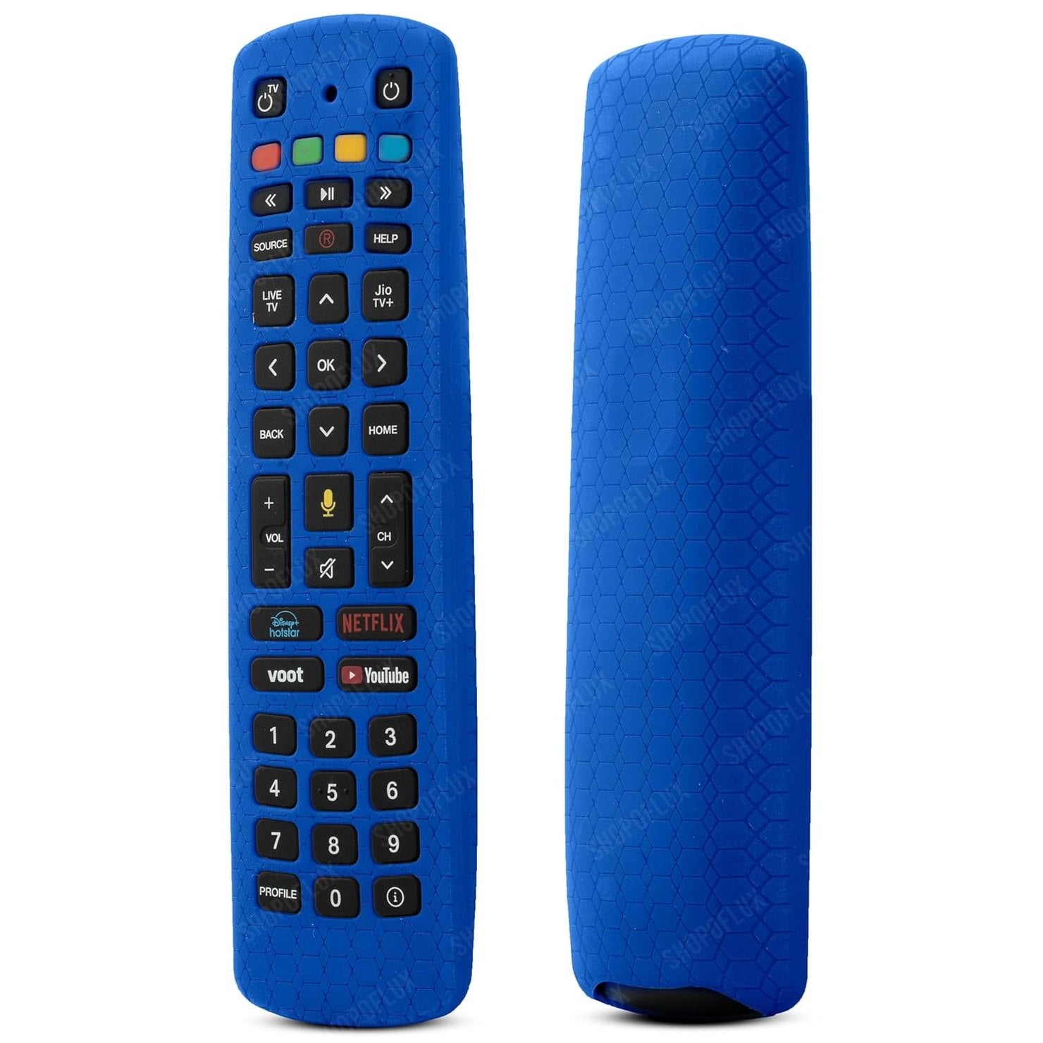 SHOPOFLUX Silicone Remote Cover Compatible with Jio TV Remote Anti Slip Case Shockproof Cover (Blue) Shopoflux