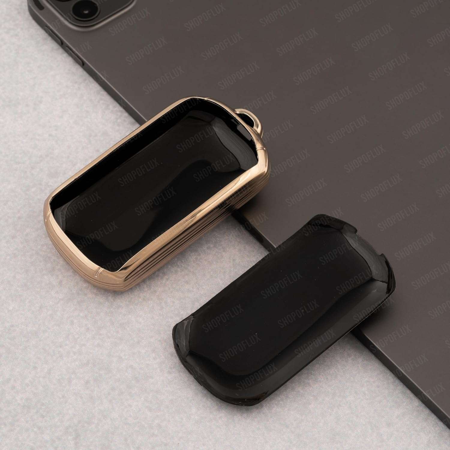 SHOPOFLUX TPU Key Cover Compatible for Tata Curvv | Curvv EV Electric 4 Button Smart Key Only Black