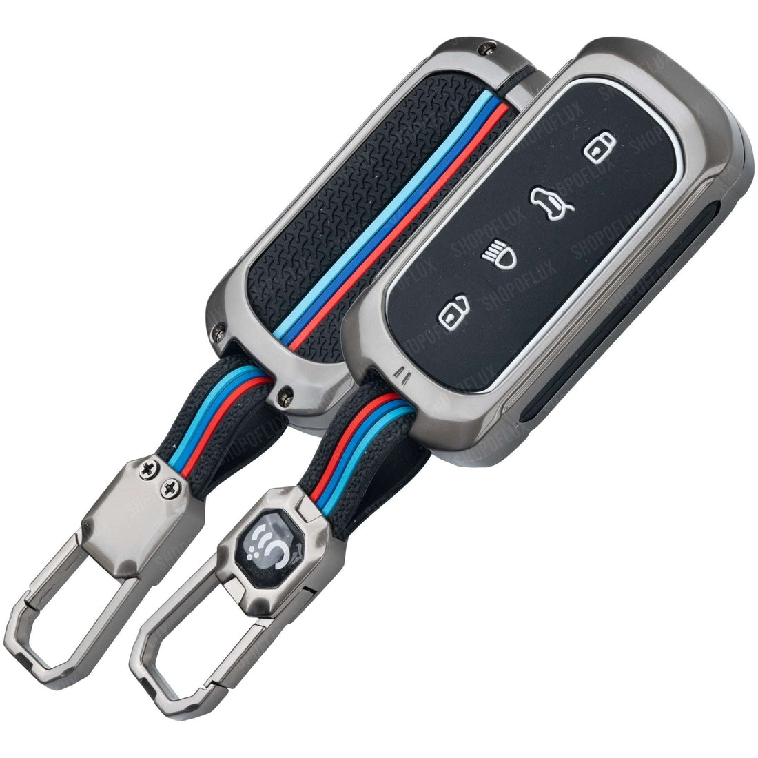 SHOPOFLUX Metal Key Cover Compatible for Tata Curvv | Curvv EV Electric 4 Button Smart Key Only Black
