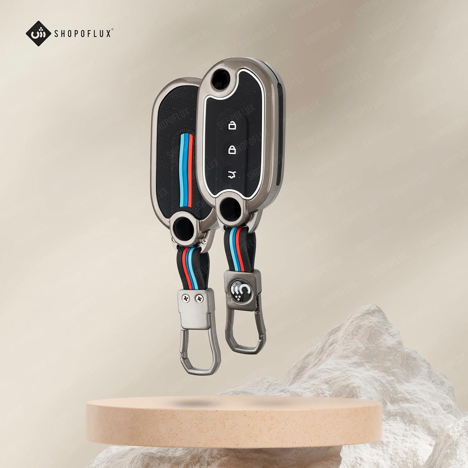 SHOPOFLUX Metal Key Cover Compatible for MG Comet ev Electric 3 Button Flip Key