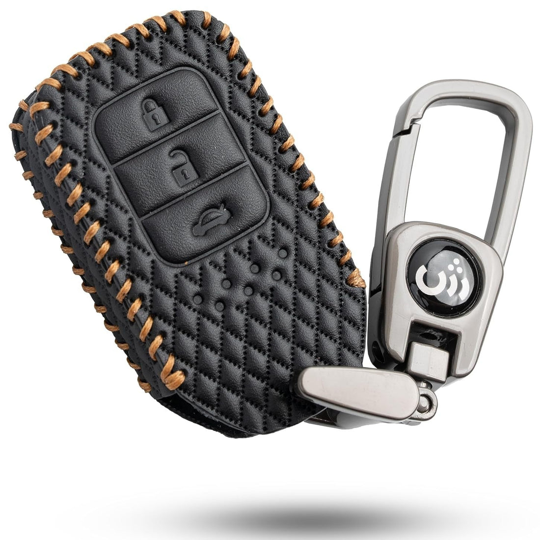 SHOPOFLUX Leather Key Cover Compatible for Honda Elevate | City | Amaze | WRV | CRV | Jazz | 3 Button Smart Key