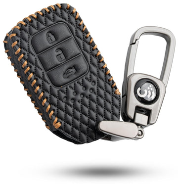 SHOPOFLUX Leather Key Cover Compatible for Honda Elevate | City | Amaze | WRV | CRV | Jazz | 3 Button Smart Key