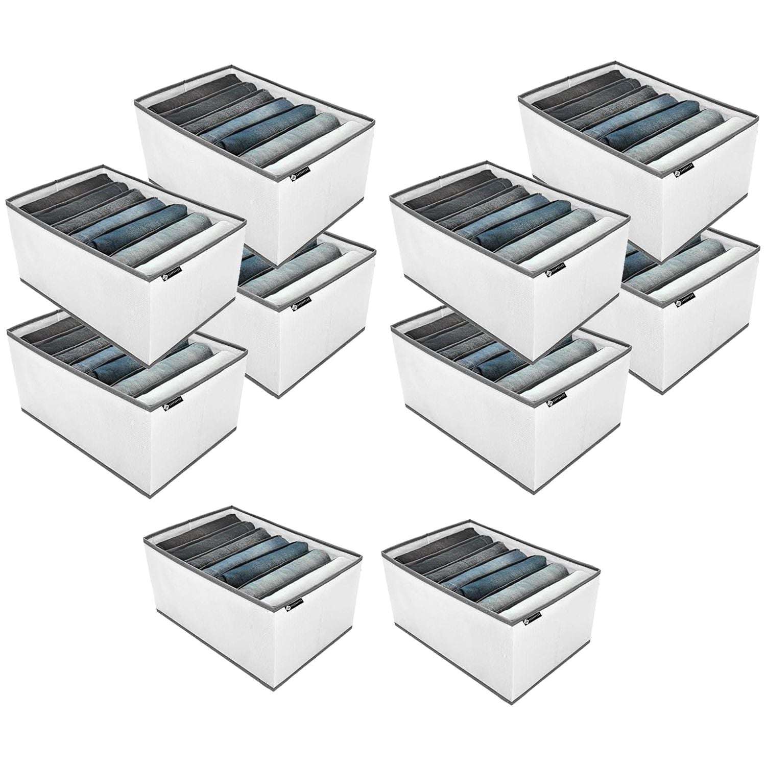 SHOPOFLUX Clothes Organizer for Wardrobe - Ideal for Jeans, Pants, Shirts - Drawer Closet Storage Solution White 7 Slots