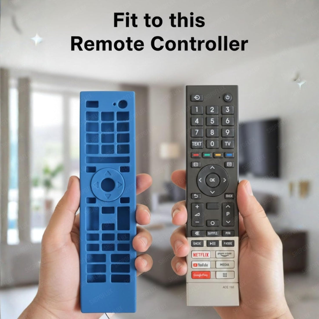 SHOPOFLUX Silicone TV Remote Cover Compatible with Toshiba Smart TV Protective Case with Lanyard (Blue) Shopoflux