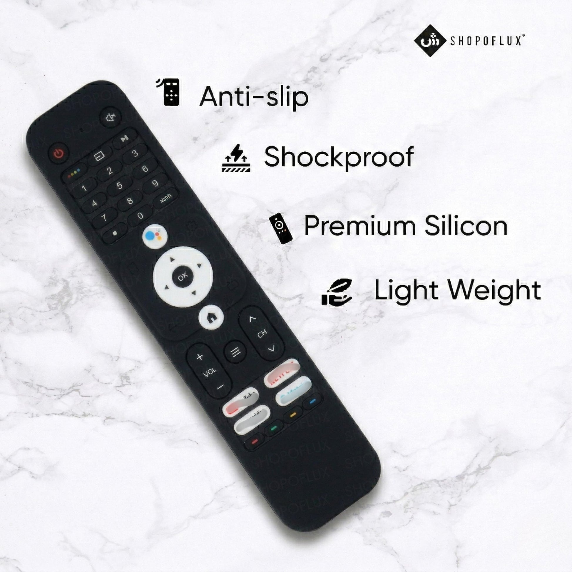 SHOPOFLUX Silicone TV Remote Cover Compatible with Haier TV Protective Case with Lanyard (Black) Shopoflux