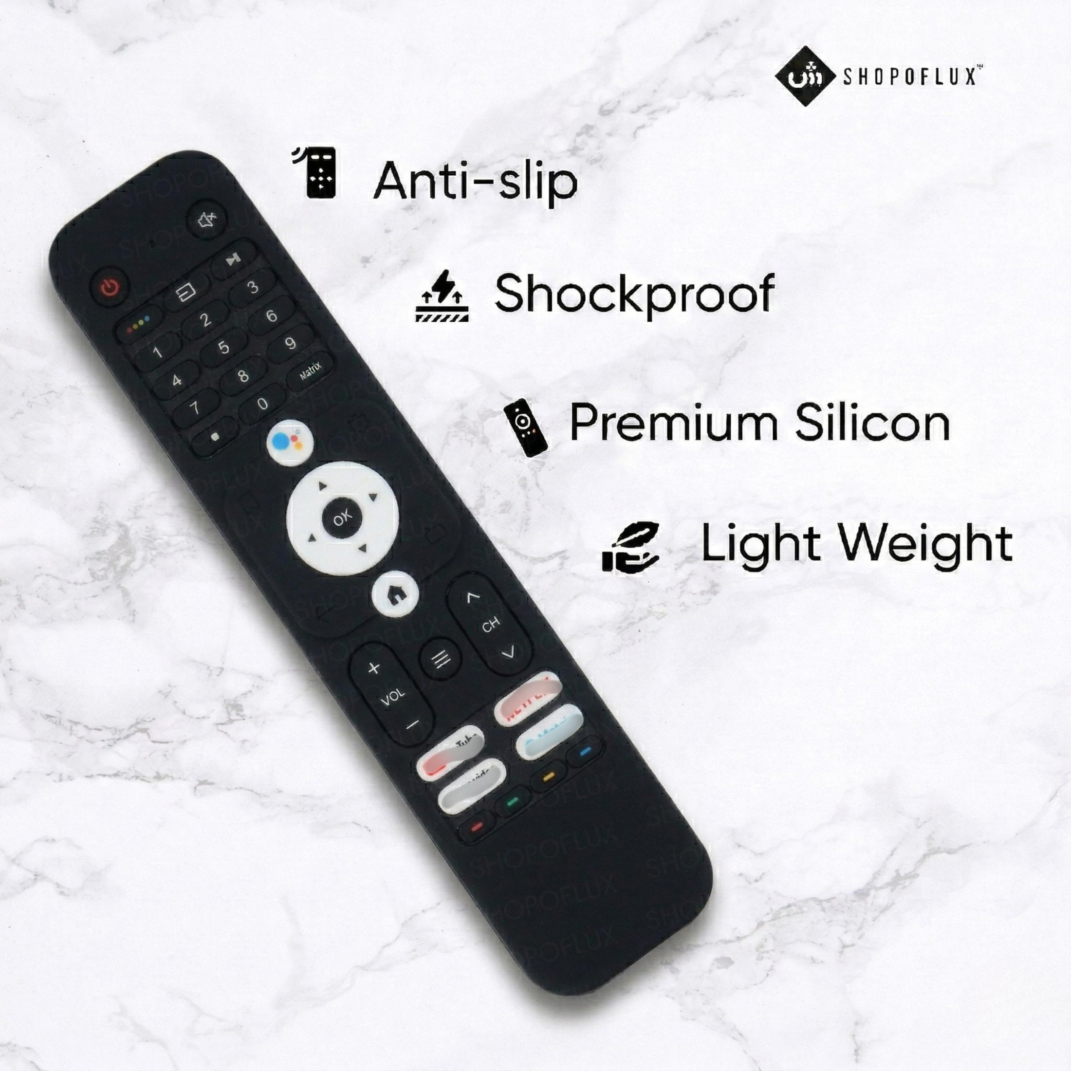 SHOPOFLUX Silicone TV Remote Cover Compatible with Haier TV Protective Case with Lanyard (Black) Shopoflux