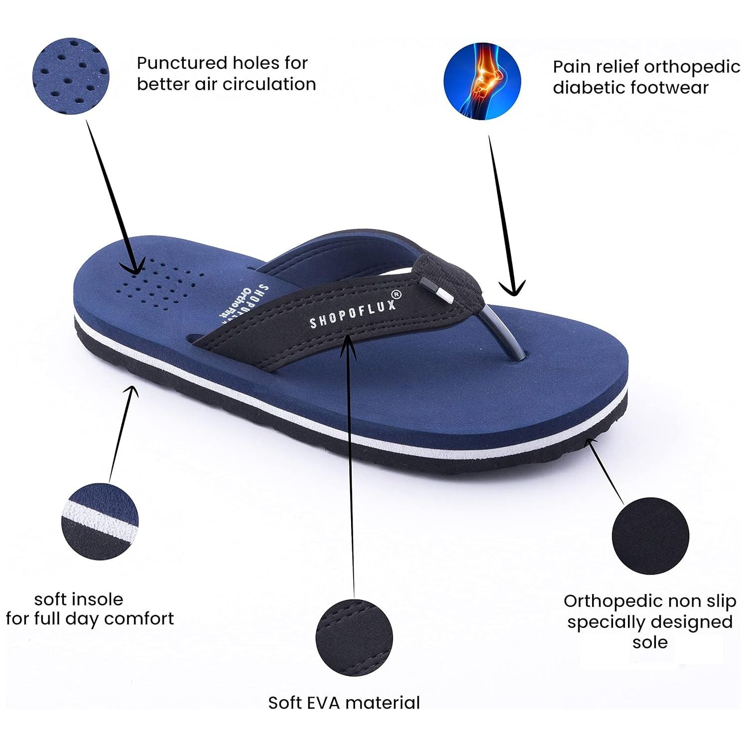 SHOPOFLUX Ortho First Slippers for Men | Orthopaedic Doctor Chappal Flip-Flop Footwear for Boys Heel Pain Daily Use and House Slipper