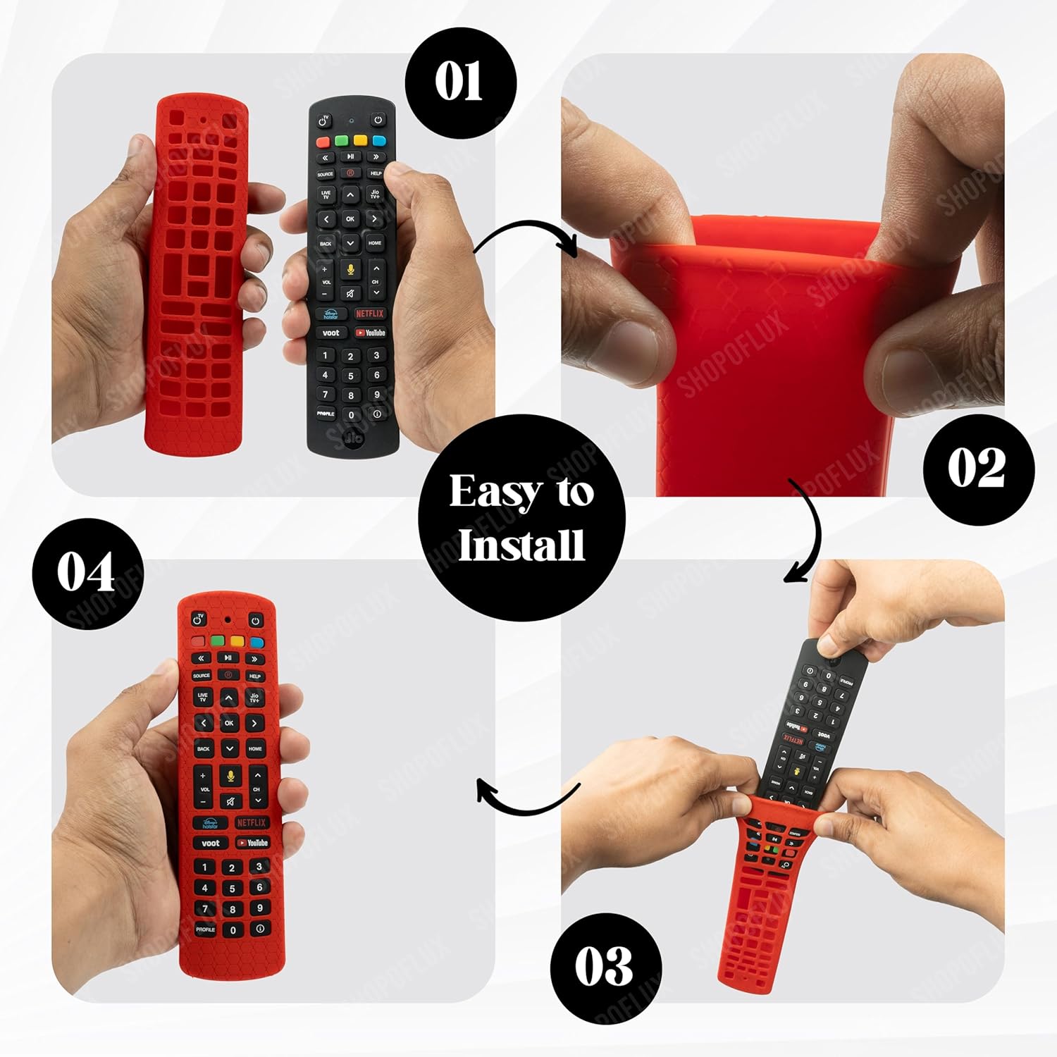 SHOPOFLUX Silicone Remote Cover Compatible with Jio TV Remote Anti Slip Case Shockproof Cover (RED) Shopoflux