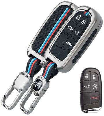 SHOPOFLUX Metal Key Cover Compatible for Jeep Meridian, Compass, Trailhawk, 5 Button Smart Key (Copy)
